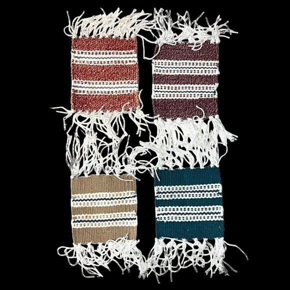 Tejidos Rio Bravo Southwest Woven Coasters Mug Rugs 4 Fringes Multicolor - Picture 1 of 10